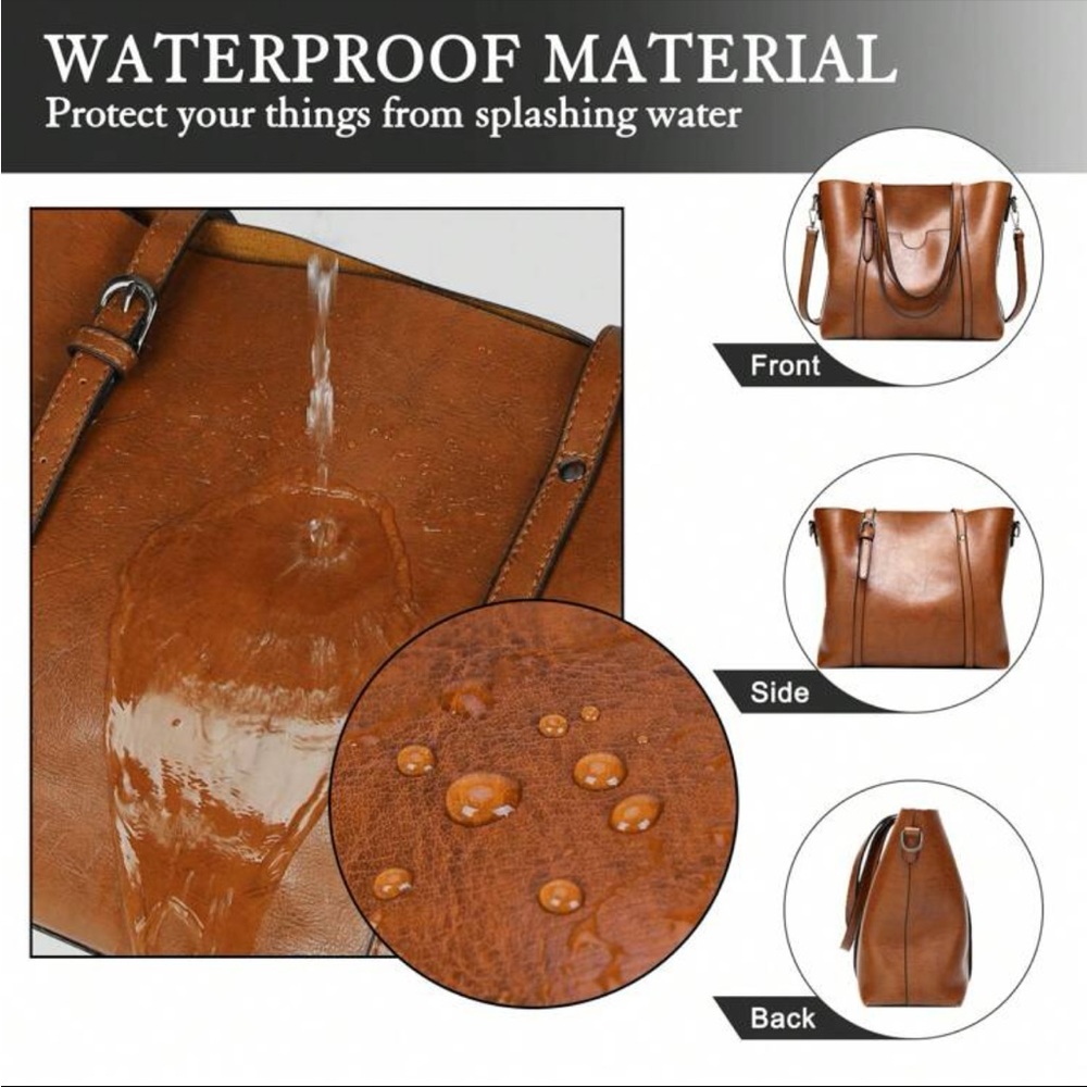 Luxe Vegan Leather minimalist Tote Bag - Picture 4 of 5
